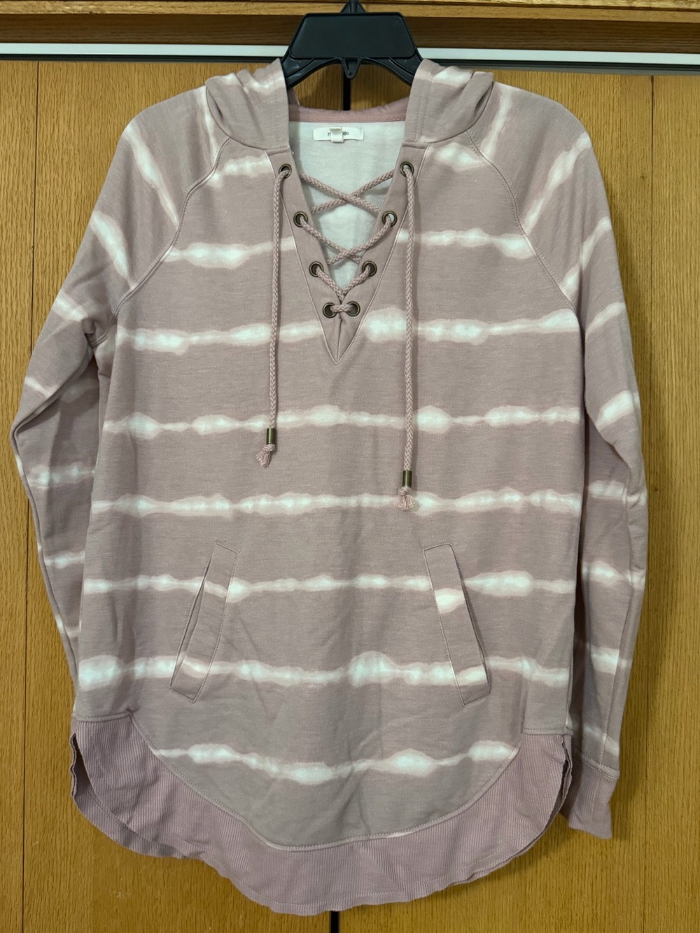 Maurices Dusty Rose Lace-Up Hoodie with White Lining